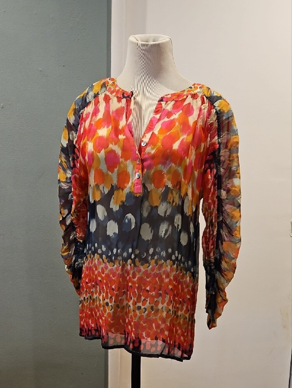 Silk Chiffon Nordstrom Colorful Tunic V-Neck Tunic 0256
